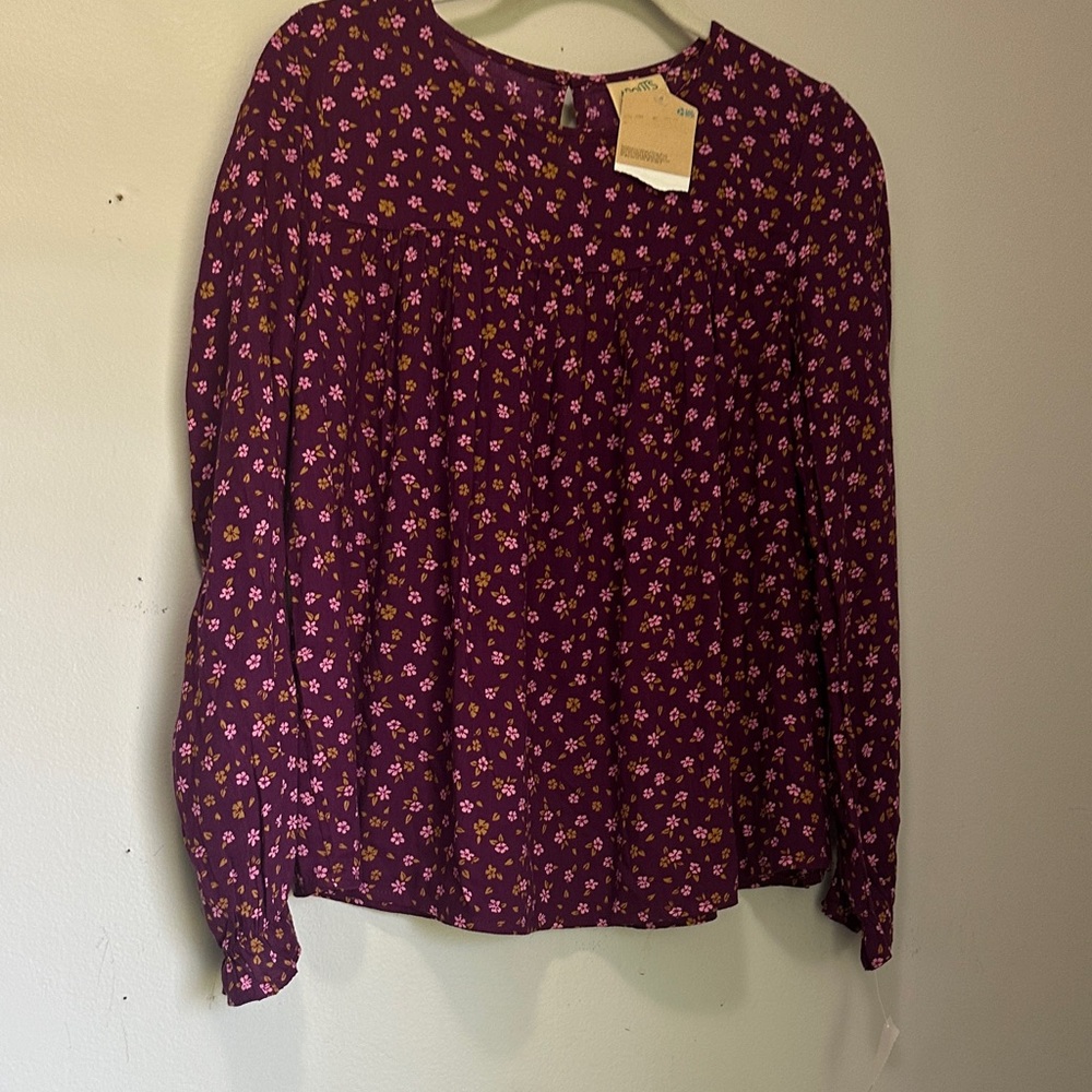 There Abouts  Purple Floral Blouse Top